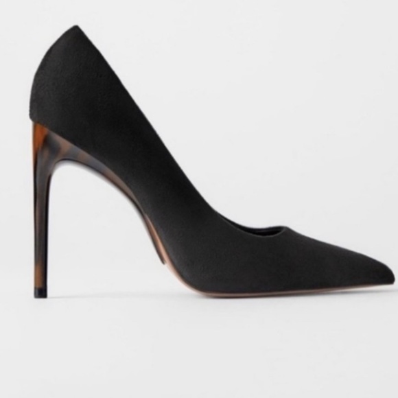 Zara Suede Tortoiseshell Stiletto Heels Sz 39 NWT